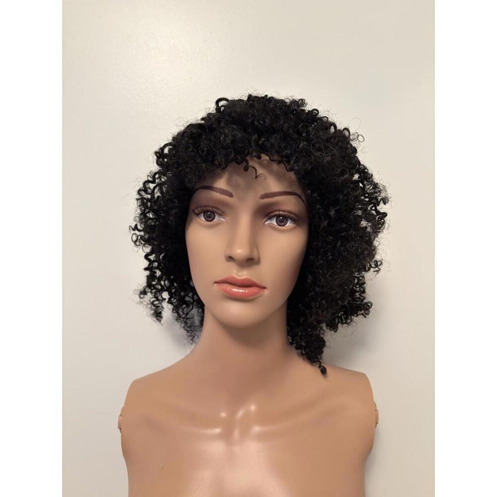 HUA Curly Human Hair Wigs 150% Density Color 1B - Picture 5 of 8